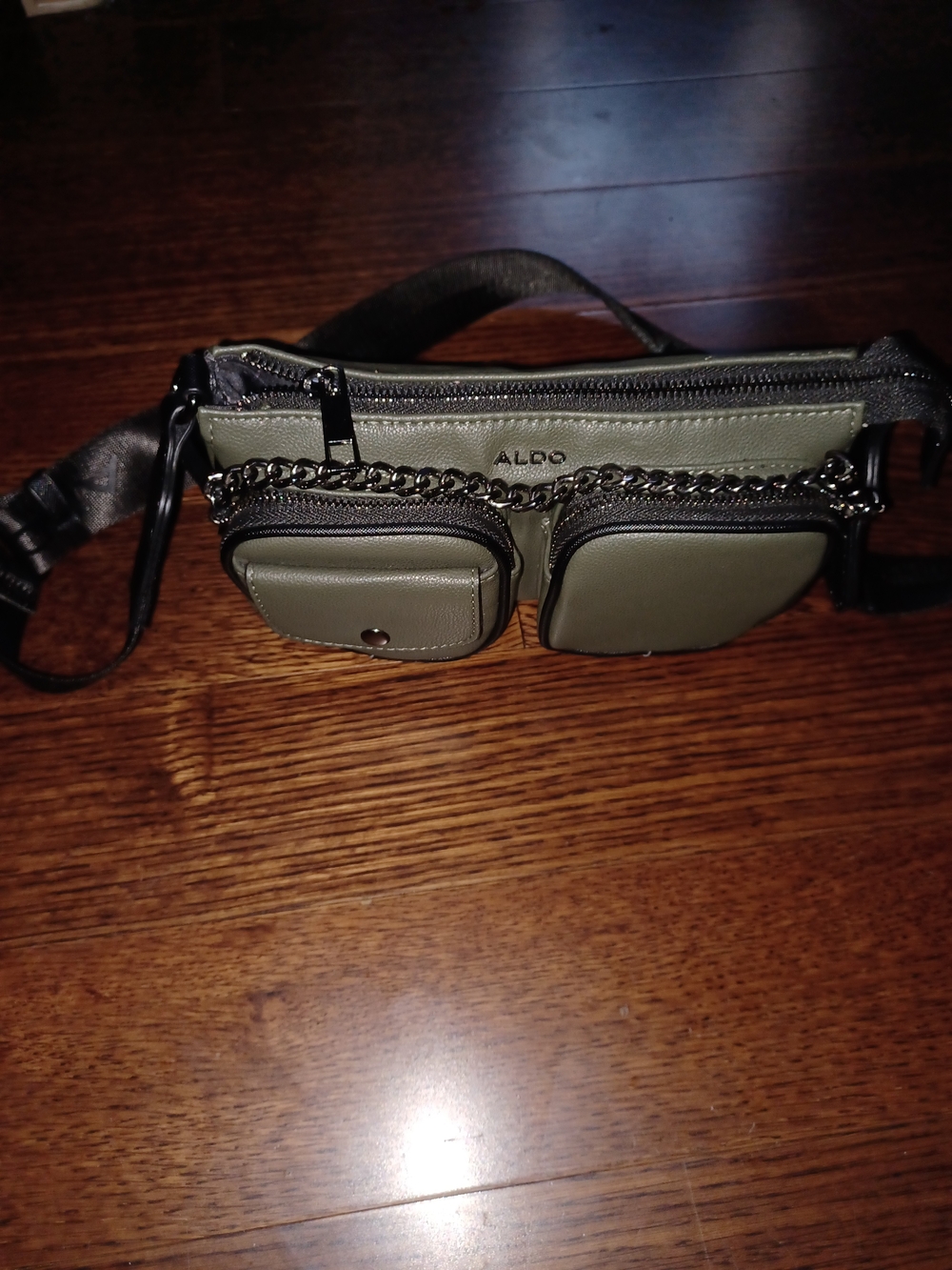 ALDO  Olive Green Belt Bag with Chain Detail